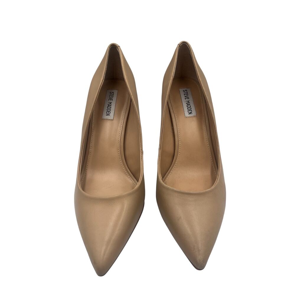 Steve Madden Luiza Leather Pointed Toe Pumps Heeled Shoes Nude Beige Size 11M